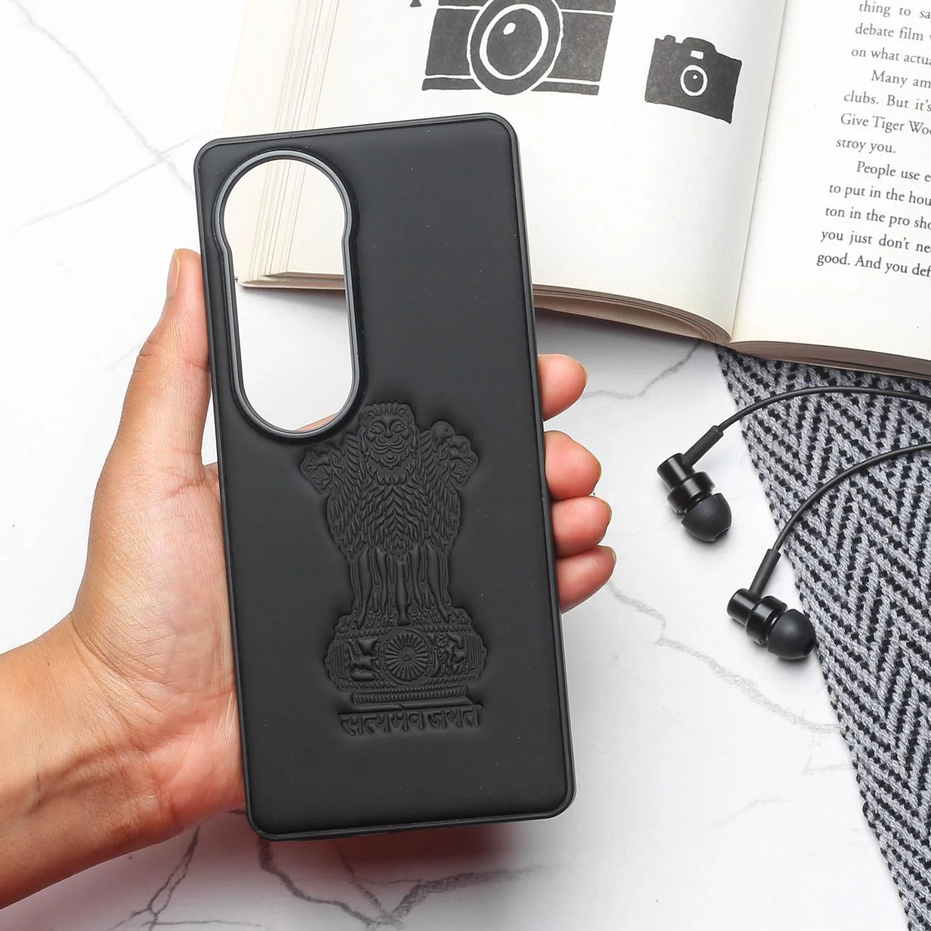 Ashoka Black Leather Case for Vivo V40