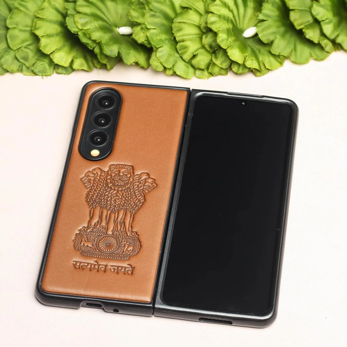 Ashoka Brown Leather Case for Samsung Galaxy Z Fold 4 - Image 4