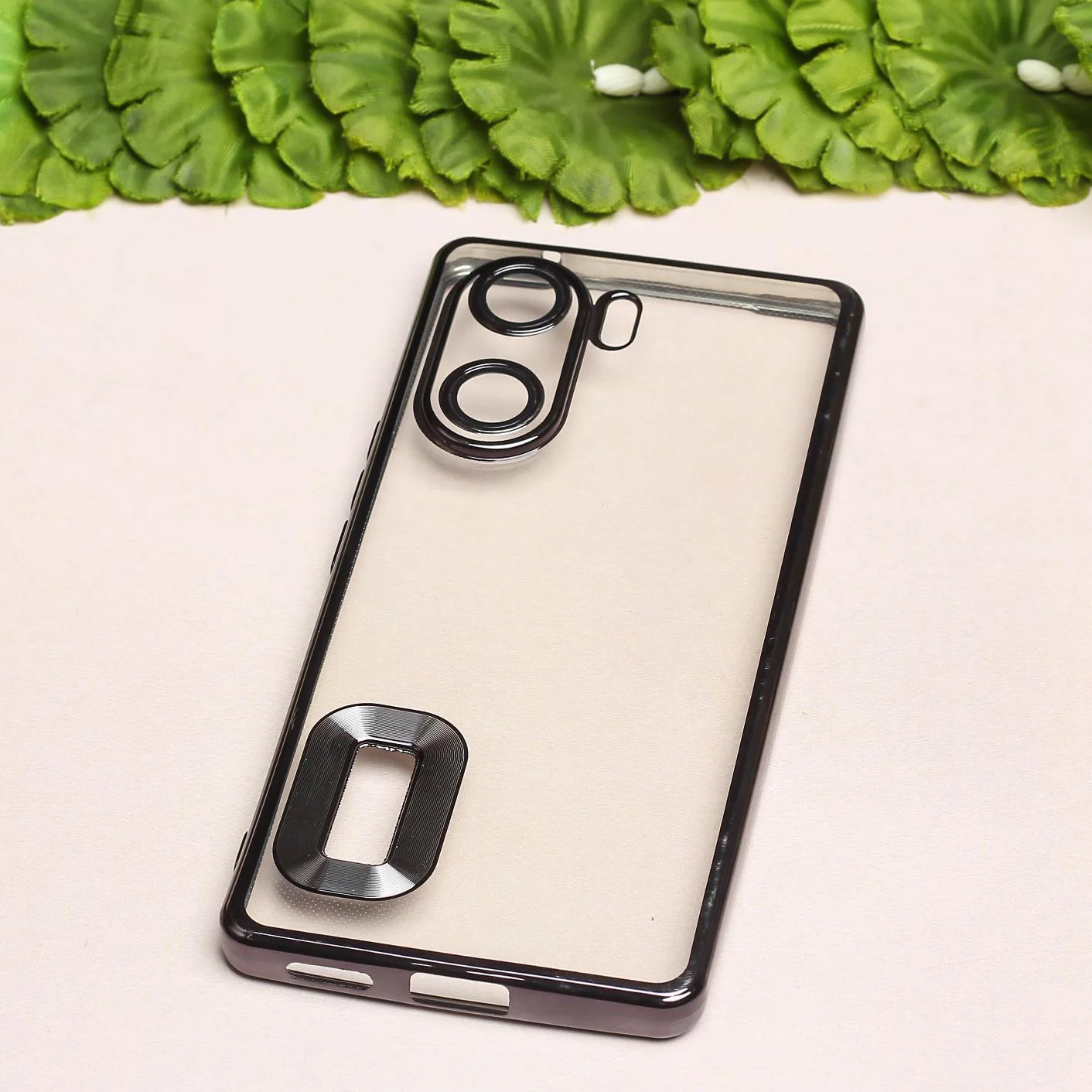 Black 6D Chrome Logo Cut Transparent Case for Vivo V29E - Image 2