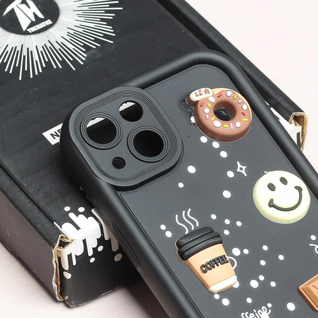 Black COFFEE (ALWAYS HAPPY) Silicone case for Apple iphone 14 - Image 4