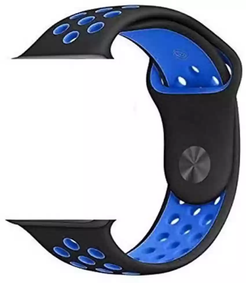 Black Blue Dotted Silicone Strap For Apple Watch Series 6  (38mm/40mm/41mm) - Image 2