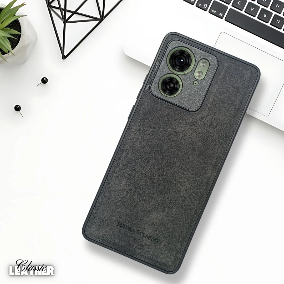 Black Classic Leather Case for Motorola Edge 40