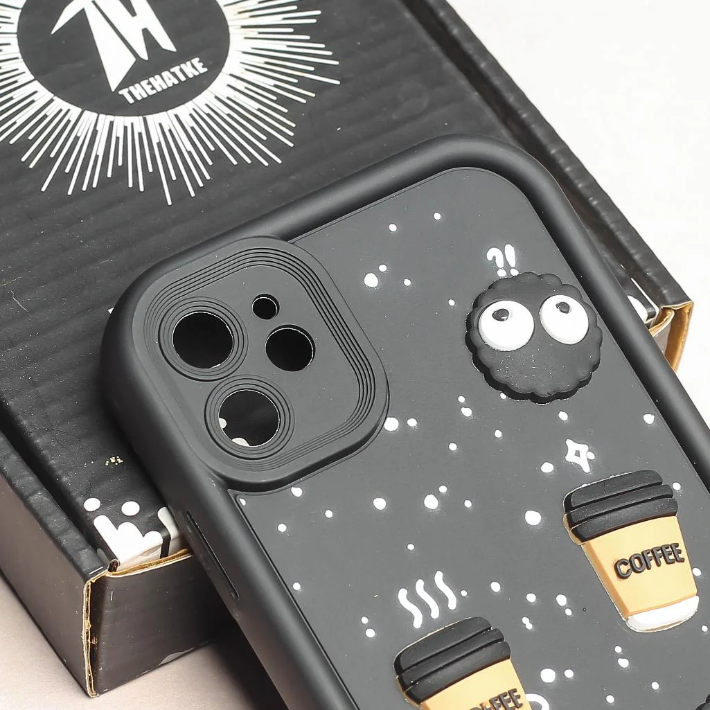 Black COFFEE (ALWAYS HAPPY) Silicone case for Apple iphone 11 - Image 4