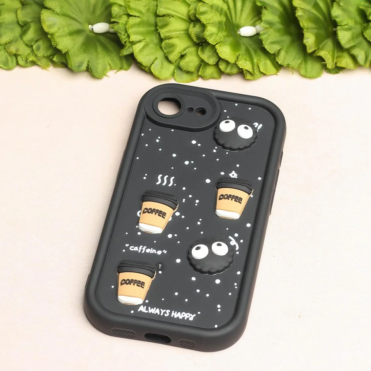 Black COFFEE (ALWAYS HAPPY) Silicone case for Apple iphone 16e - Image 2
