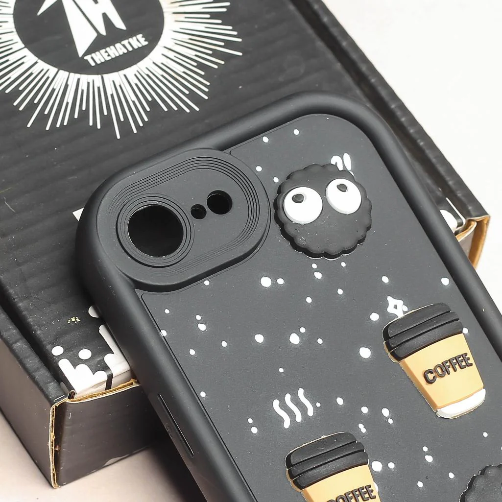 Black COFFEE (ALWAYS HAPPY) Silicone case for Apple iphone 16e - Image 4