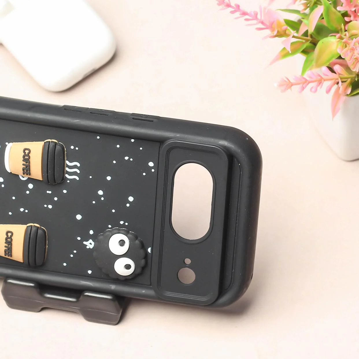 Black COFFEE (ALWAYS HAPPY) Silicone case for Google Pixel 8 - Image 3