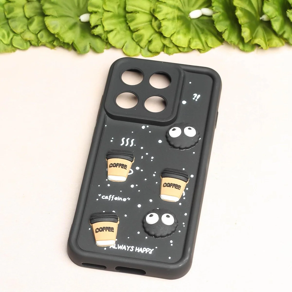 Black COFFEE (ALWAYS HAPPY) Silicone case for Motorola Edge 60 Fusion - Image 3