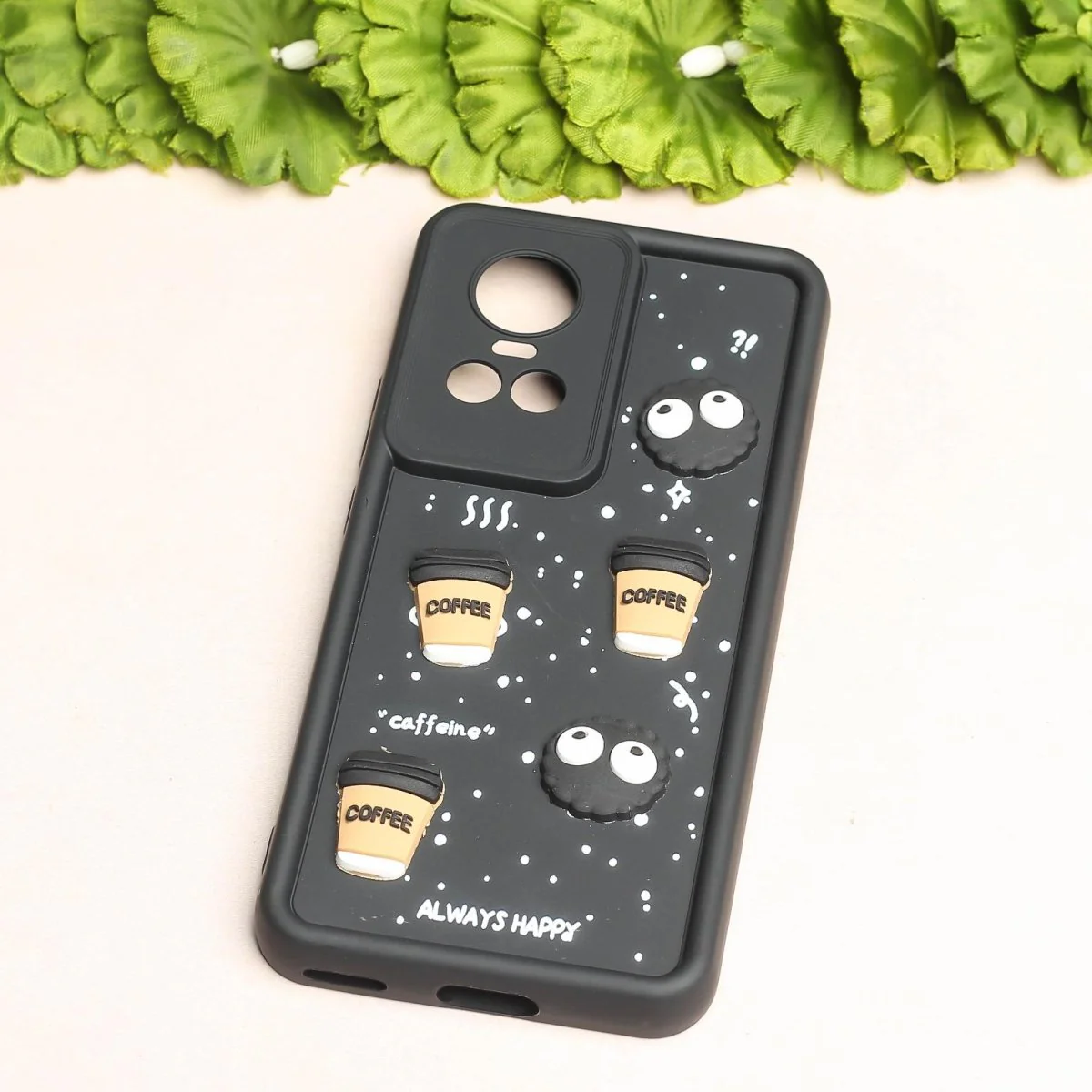 Black COFFEE (ALWAYS HAPPY) Silicone case for Oppo Reno 10 - Image 2