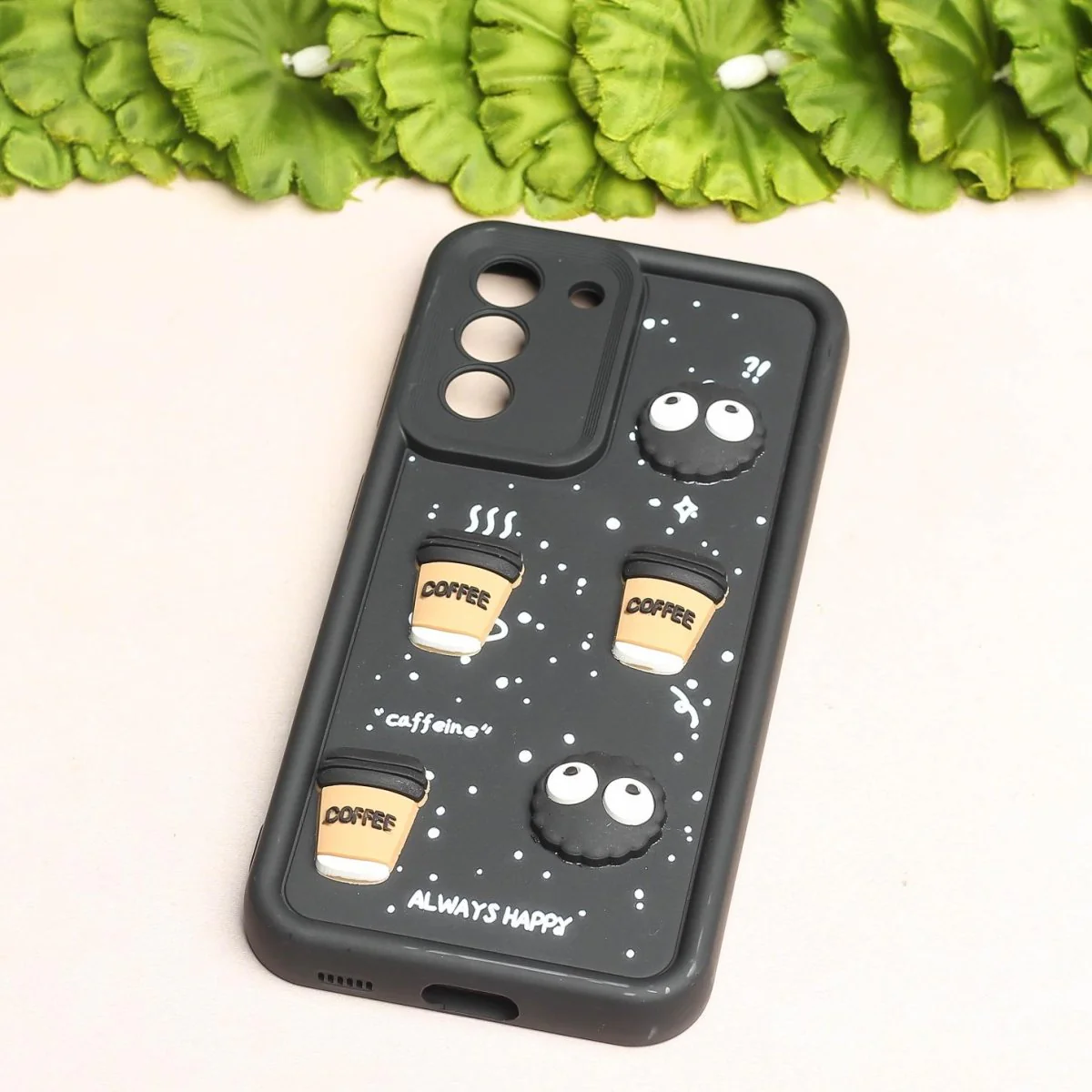 Black COFFEE (ALWAYS HAPPY) Silicone case for Samsung S21 - Image 2