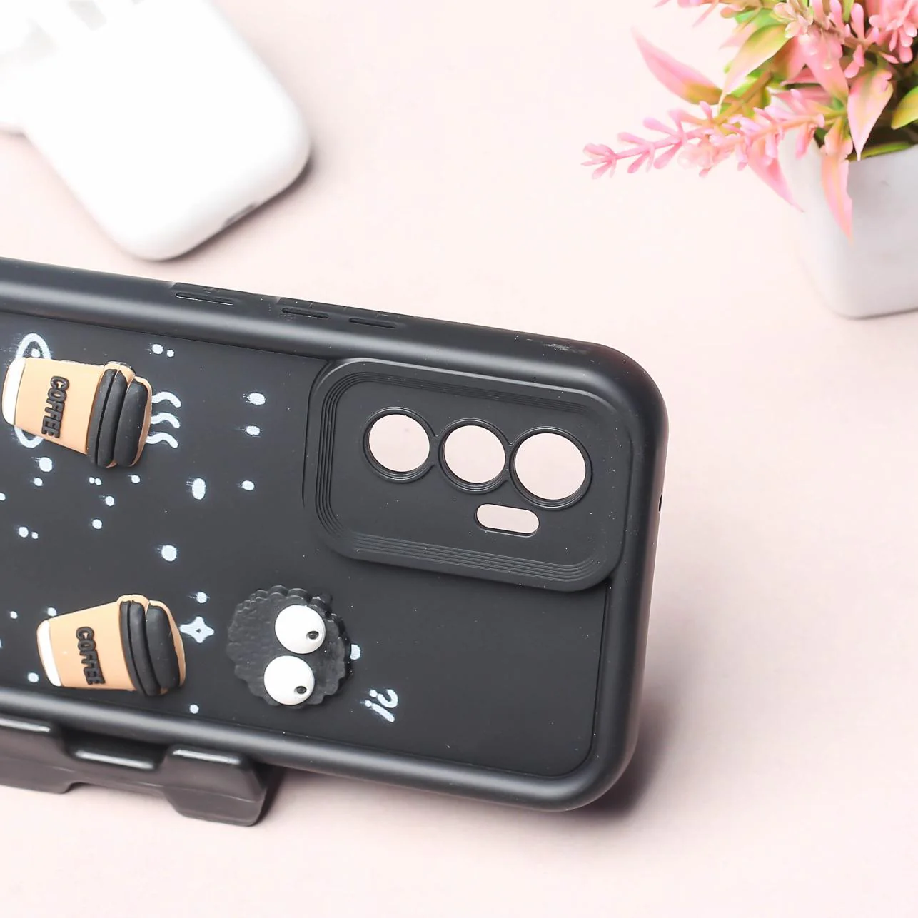 Black COFFEE (ALWAYS HAPPY) Silicone case for Vivo V23e - Image 3