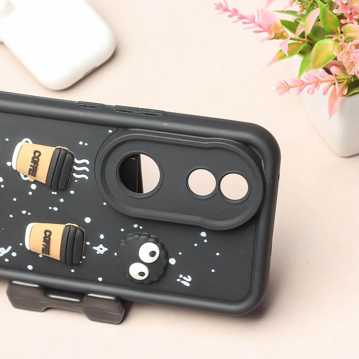 Black COFFEE (ALWAYS HAPPY) Silicone case for Vivo V50 - Image 3