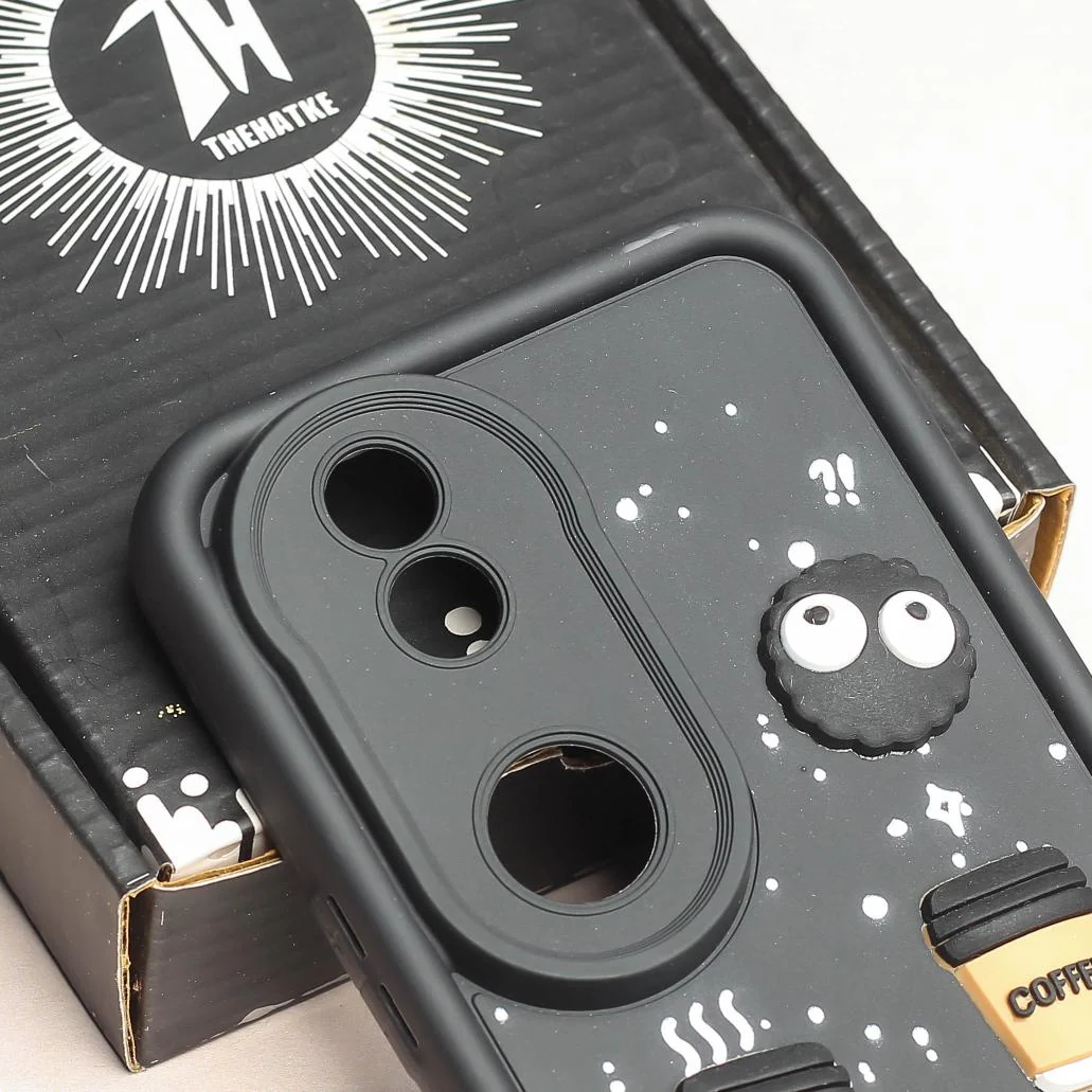 Black COFFEE (ALWAYS HAPPY) Silicone case for Vivo V50 - Image 4
