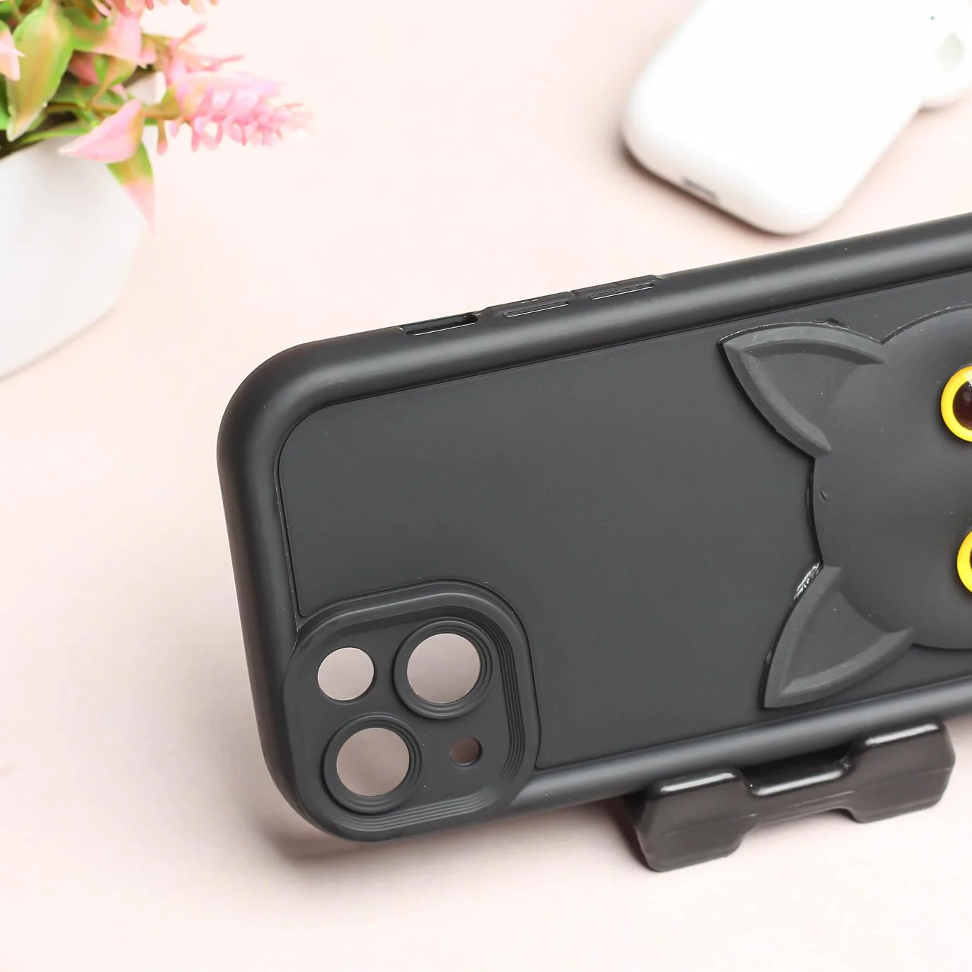 Black Cute Cat Silicone case for Apple iphone 13 - Image 3