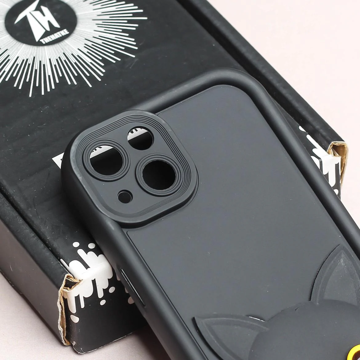 Black Cute Cat Silicone case for Apple iphone 13 - Image 4
