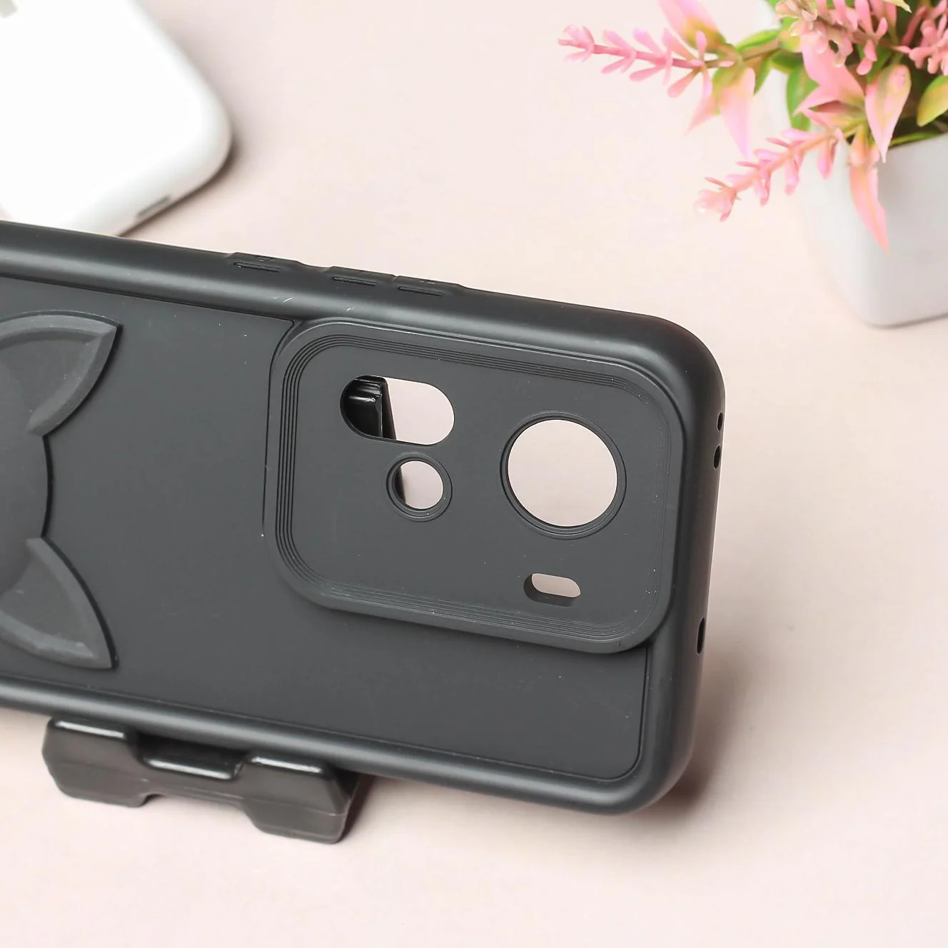 Black Cute Cat Silicone case for Oppo Reno 11 - Image 3