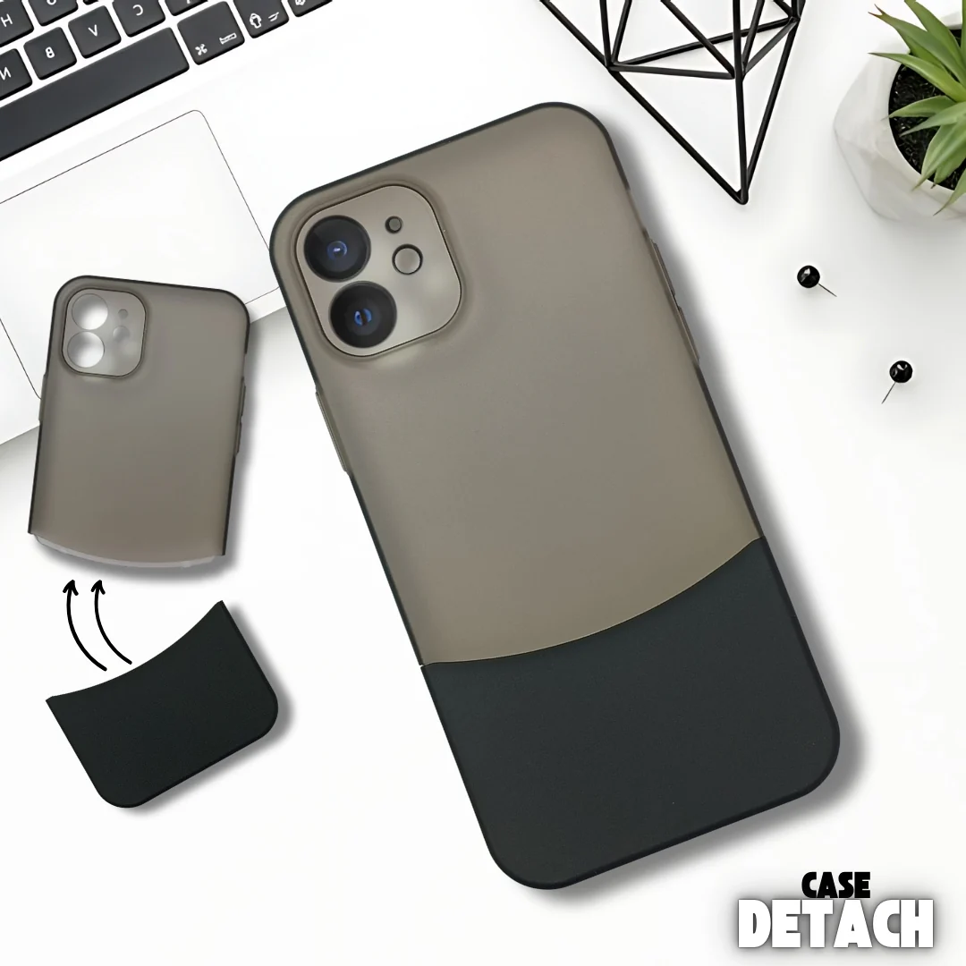 Black Detach Matte Case For Apple Iphone 12