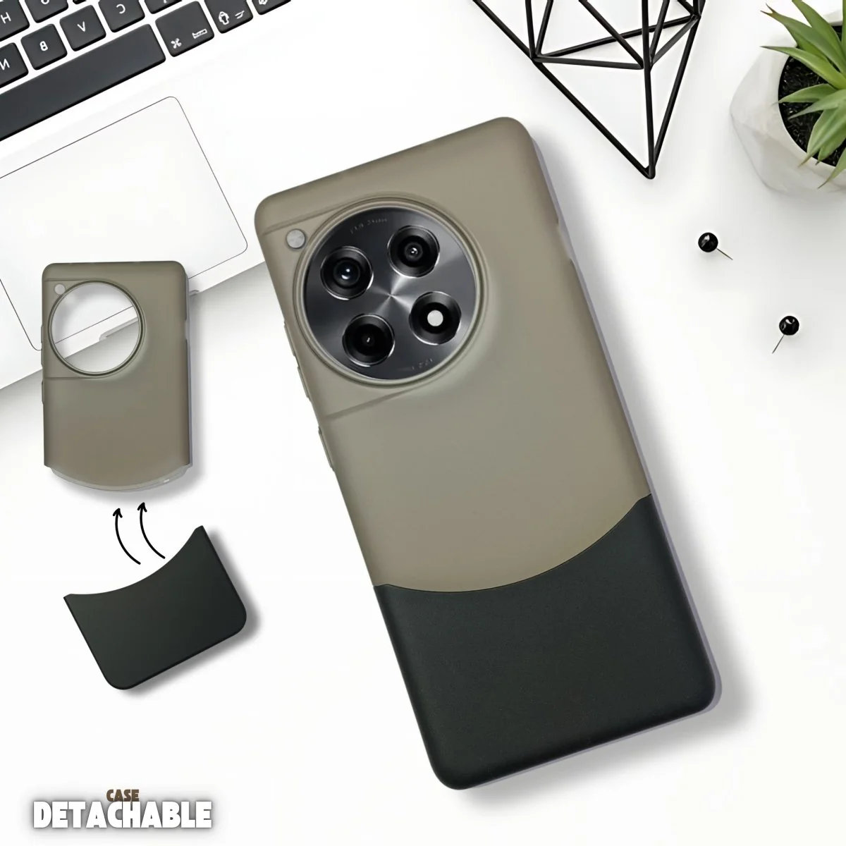 Black Detach Matte Case For Oneplus 12R