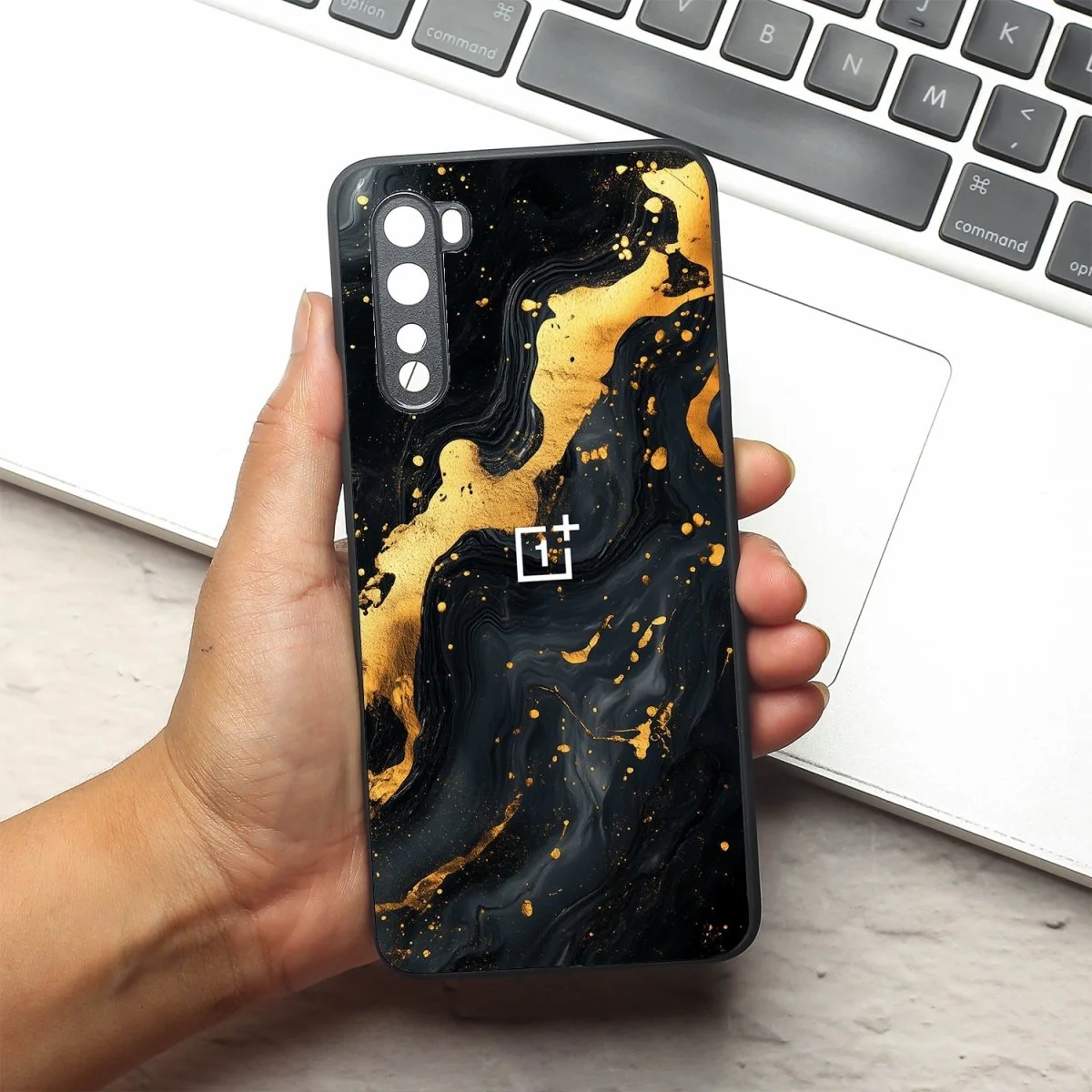 Black Gold Blaze metal back case for Oneplus Nord