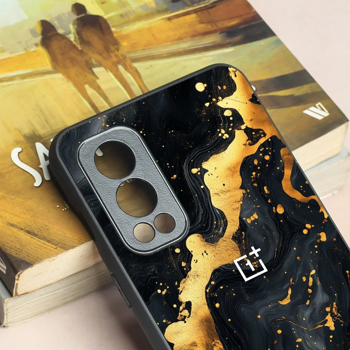 Black Gold Blaze metal back case for Oneplus Nord 2 - Image 3