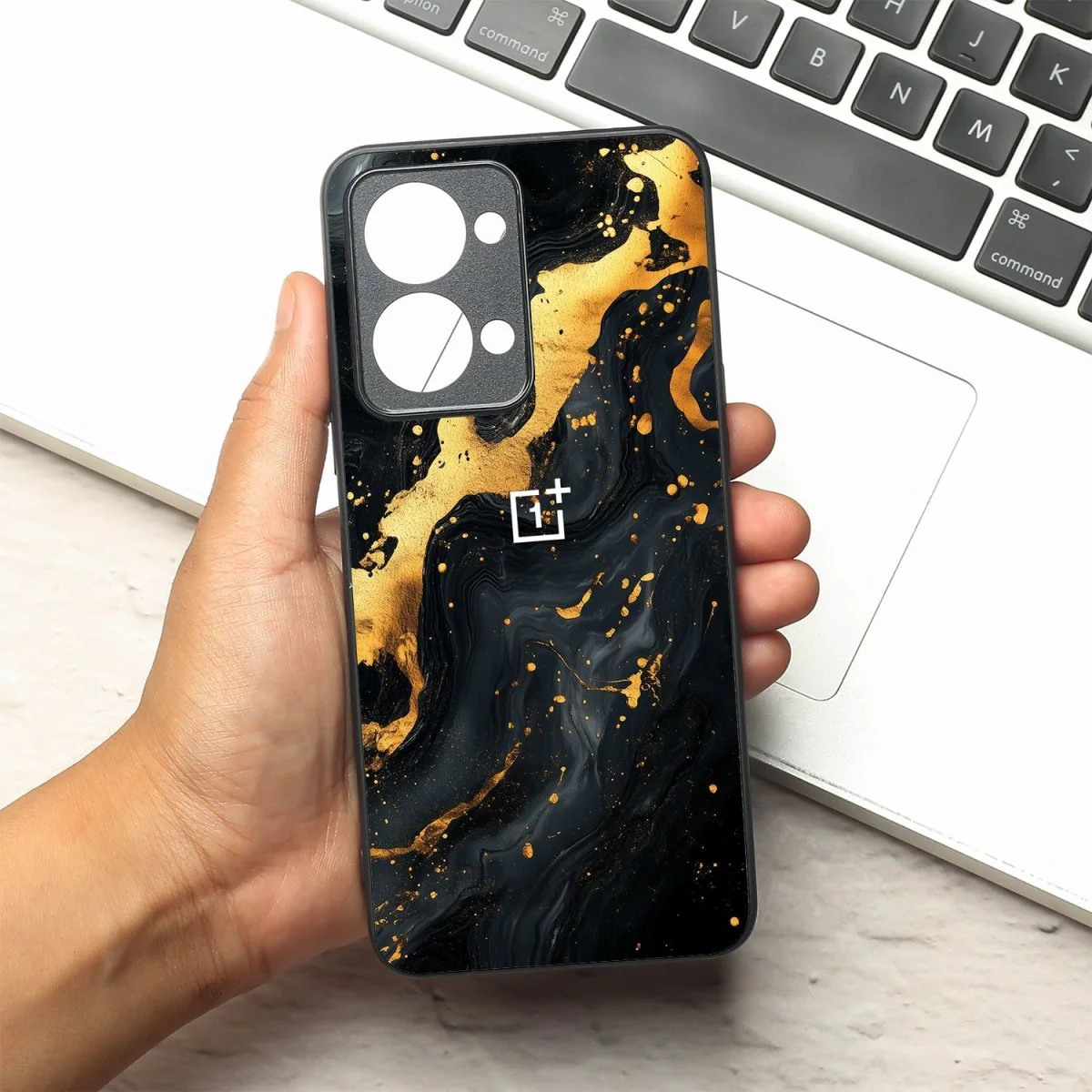 Black Gold Blaze metal back case for Oneplus Nord 2T