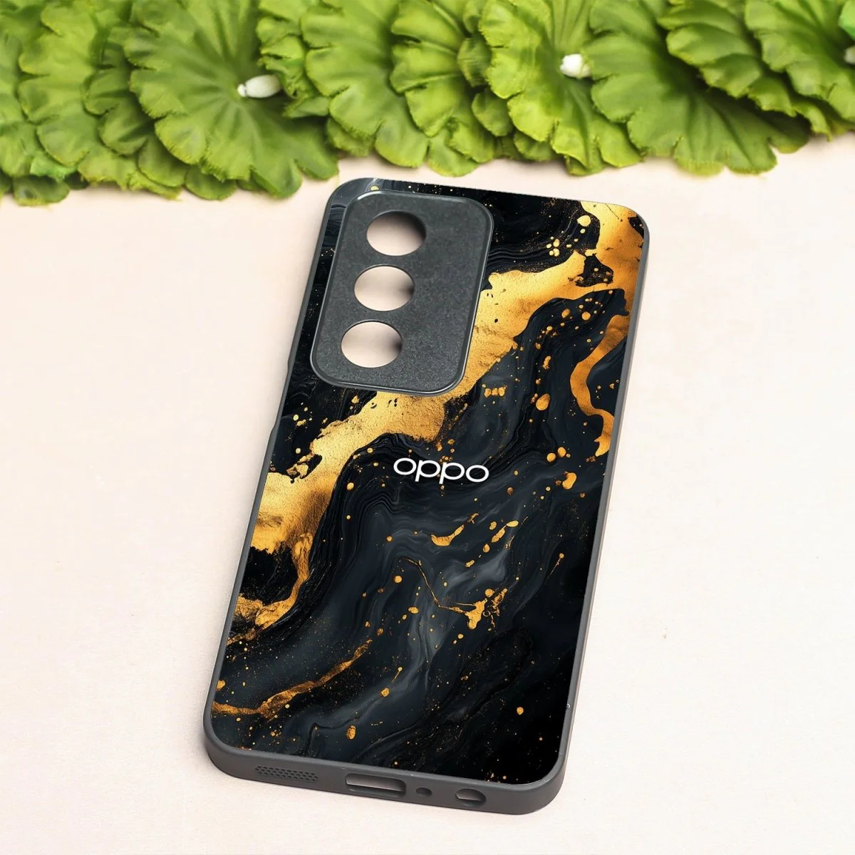 Black Gold Blaze metal back case for Oppo K12X - Image 2