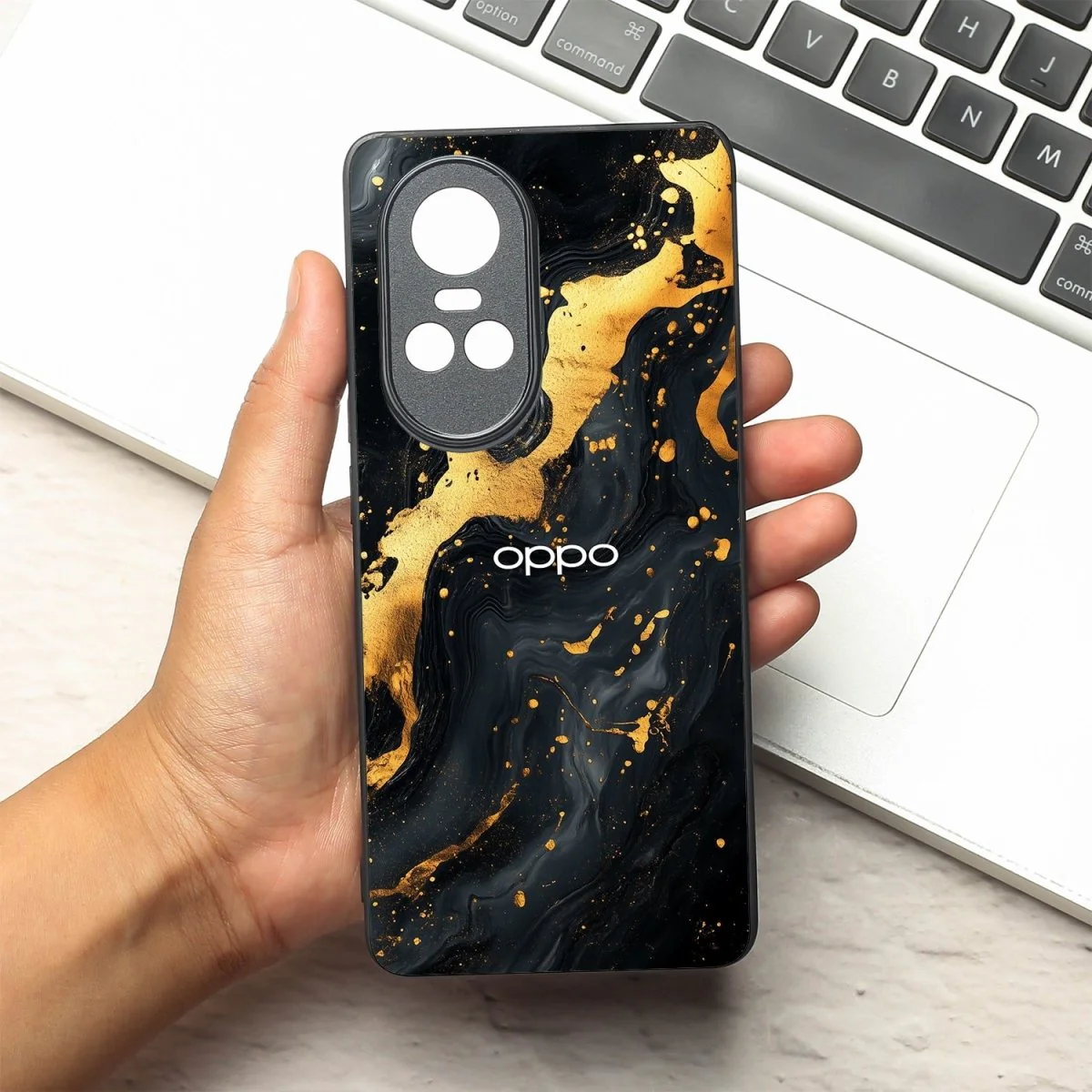 Black Gold Blaze metal back case for Oppo Reno 10