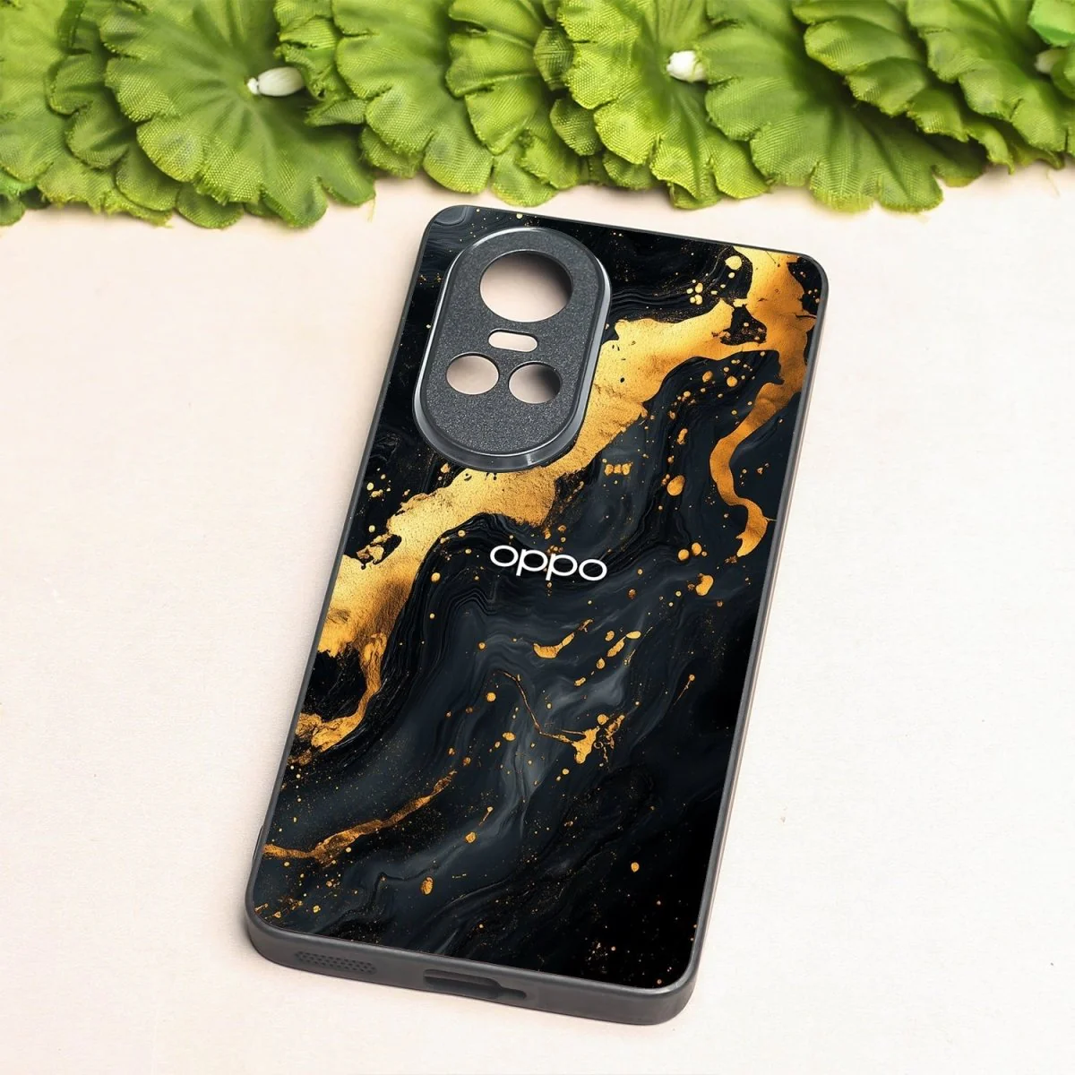 Black Gold Blaze  metal back case for Oppo Reno 10 Pro - Image 2