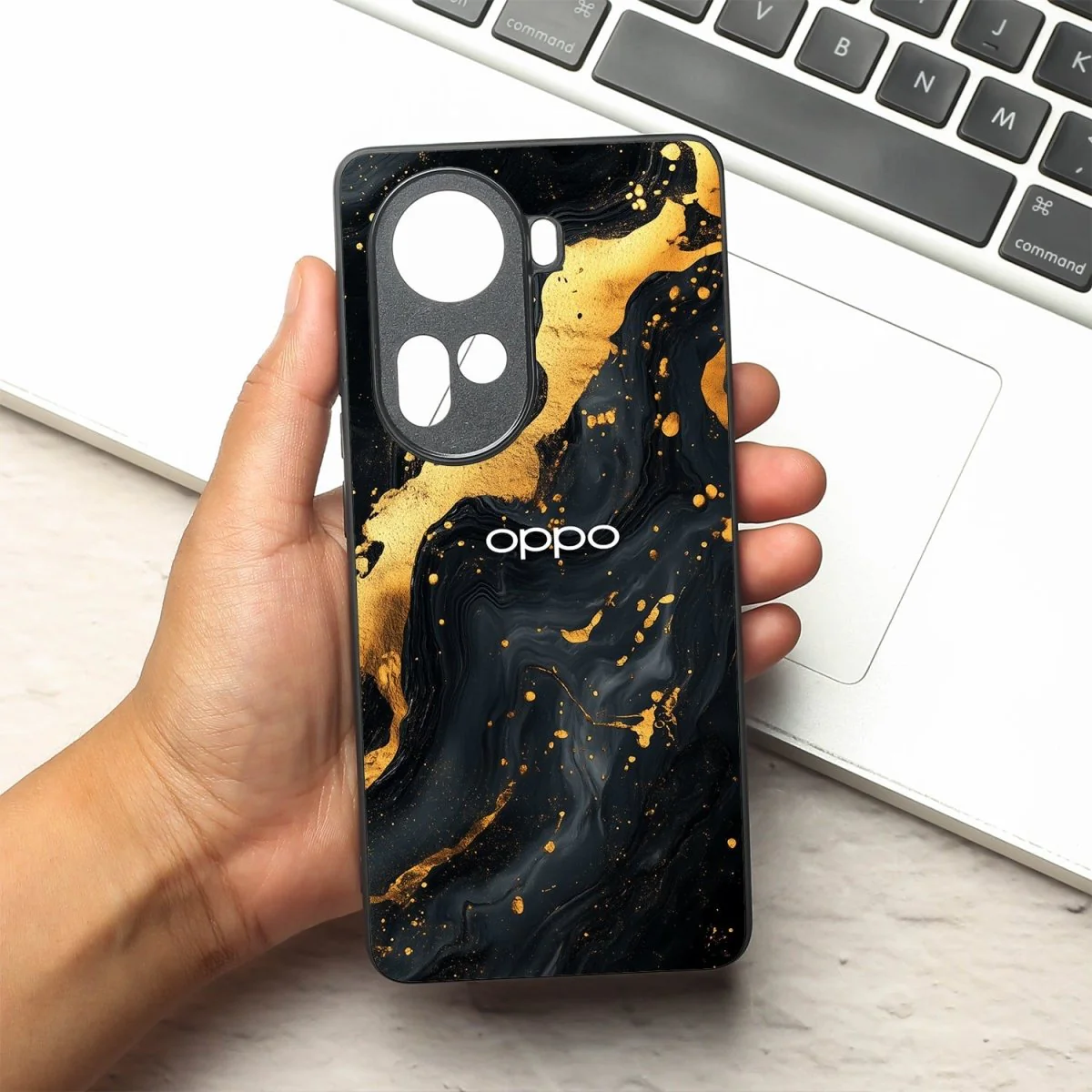 Black Gold Blaze metal back case for Oppo Reno 11