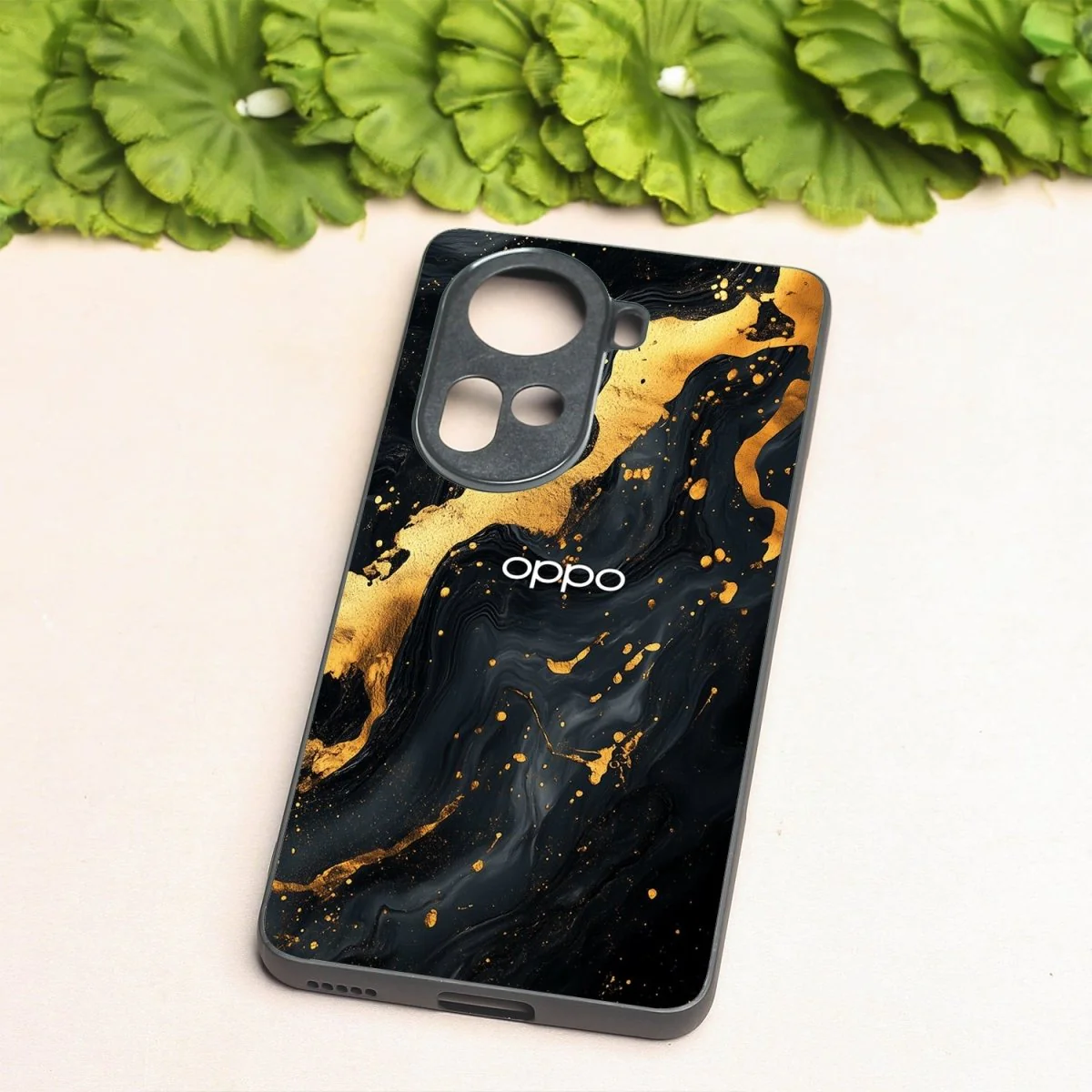 Black Gold Blaze metal back case for Oppo Reno 11 - Image 2