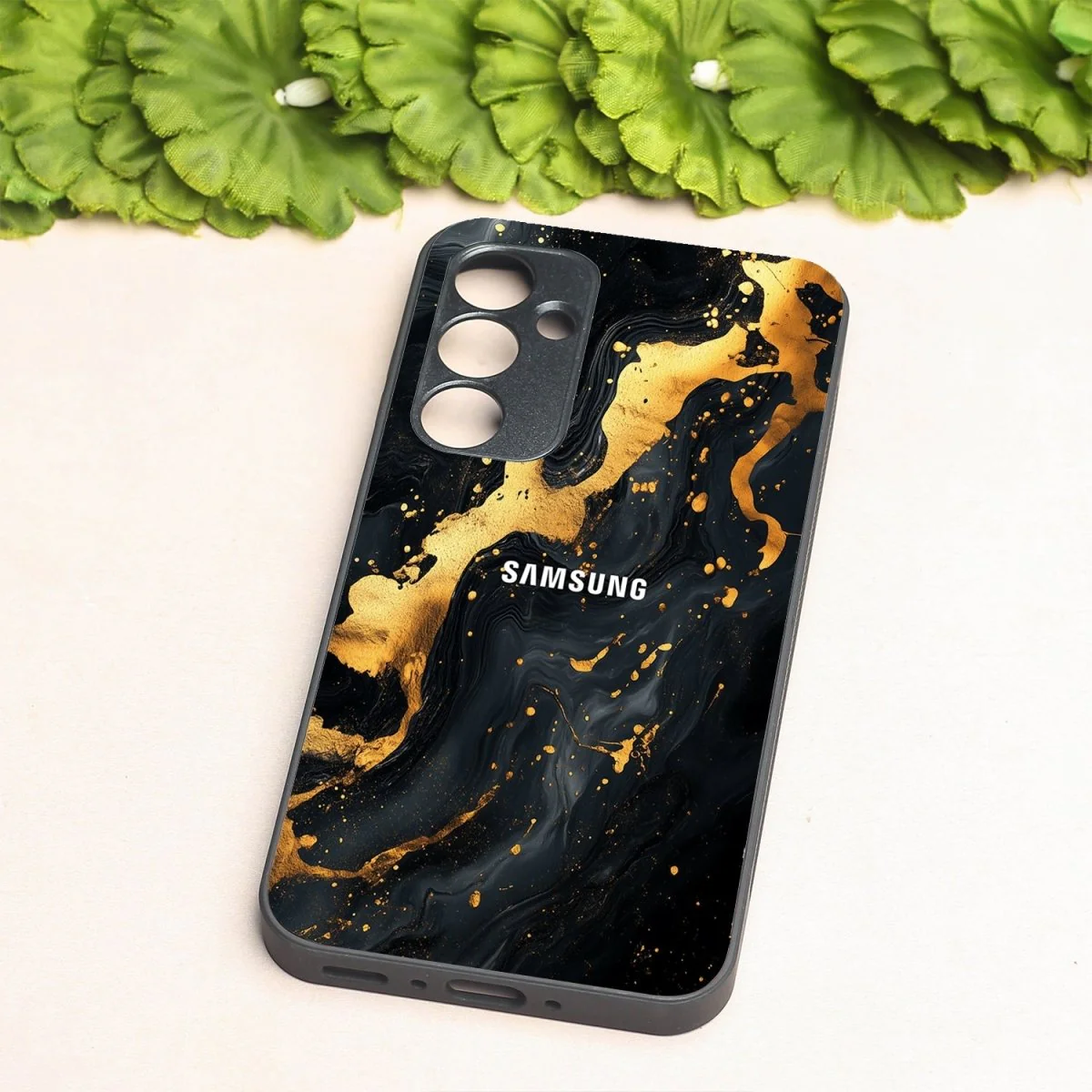 Black Gold Blaze  metal back case for Samsung A35 - Image 2
