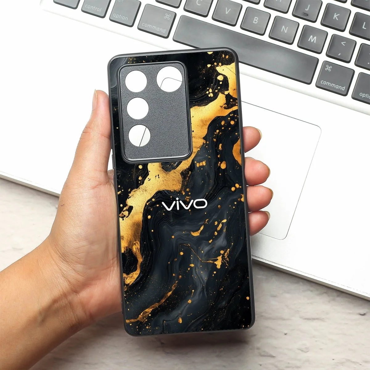Black Gold Blaze metal back case for Vivo V27