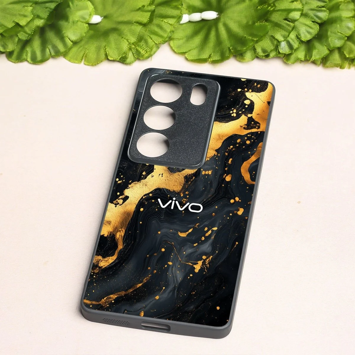 Black Gold Blaze metal back case for Vivo V29 - Image 2