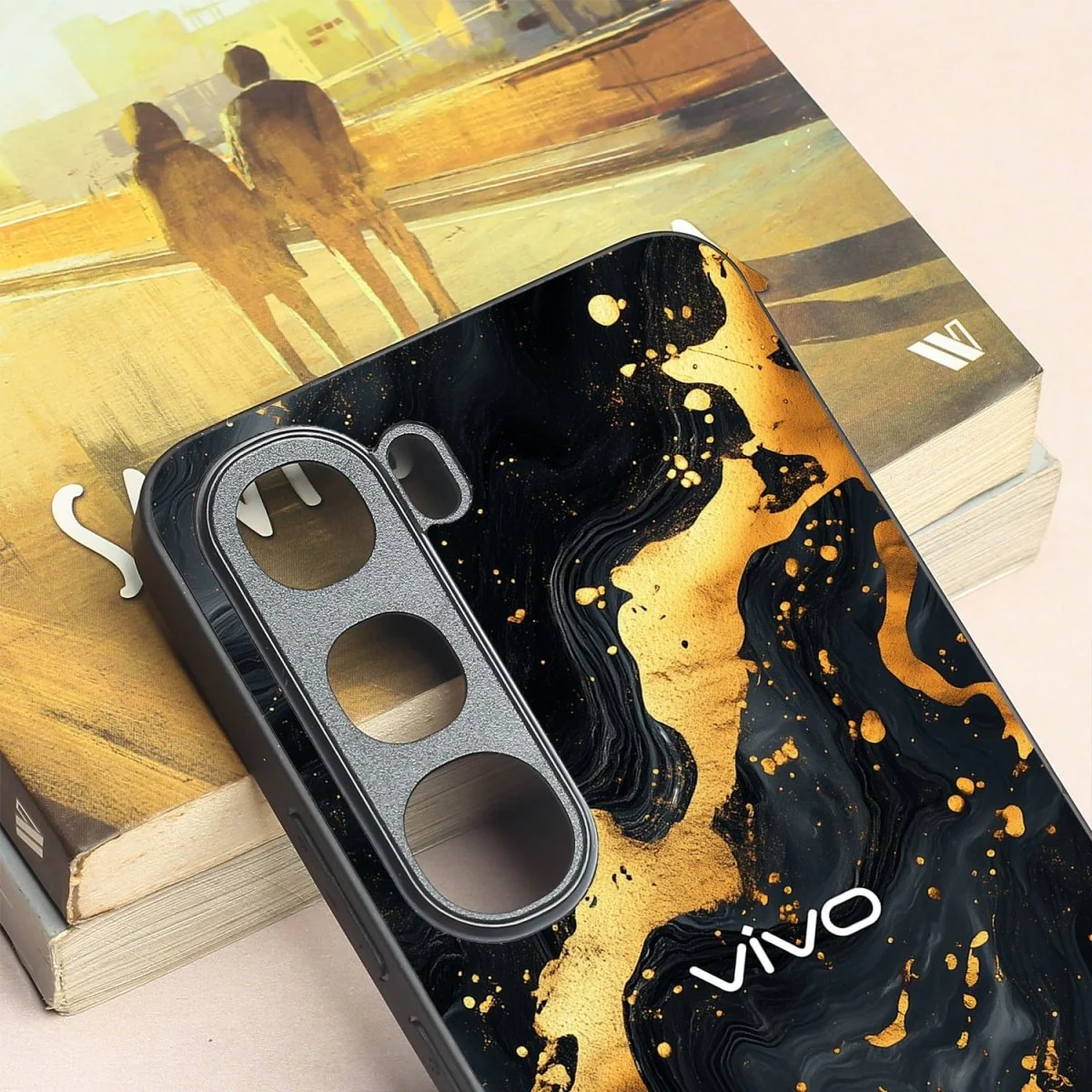 Black Gold Blaze  metal back case for Vivo V40 Lite - Image 3