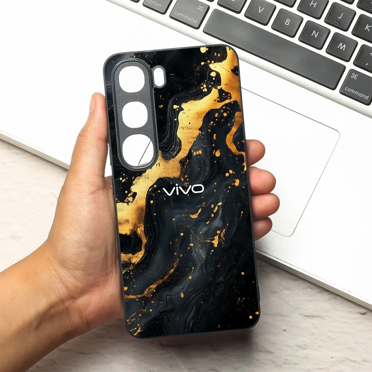 Black Gold Blaze metal back case for Vivo Y300