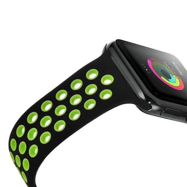 Black Green Dotted Silicone Strap For Apple Iwatch (42mm/44mm) - Image 3