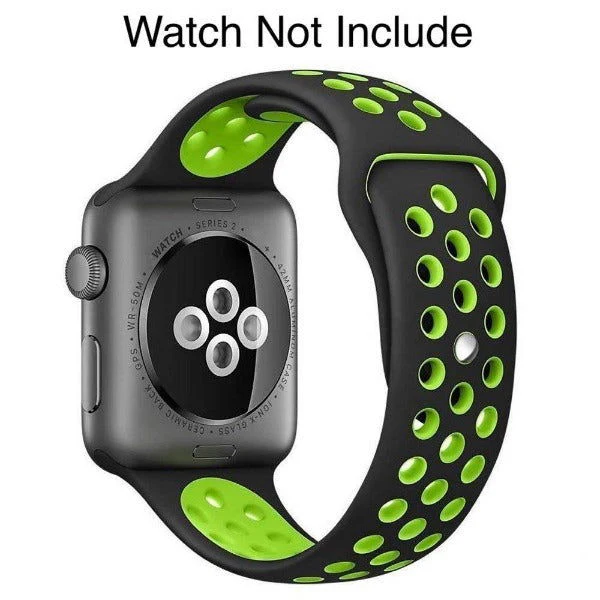 Black Green Dotted Silicone Strap For Apple Iwatch (42mm/44mm) - Image 4