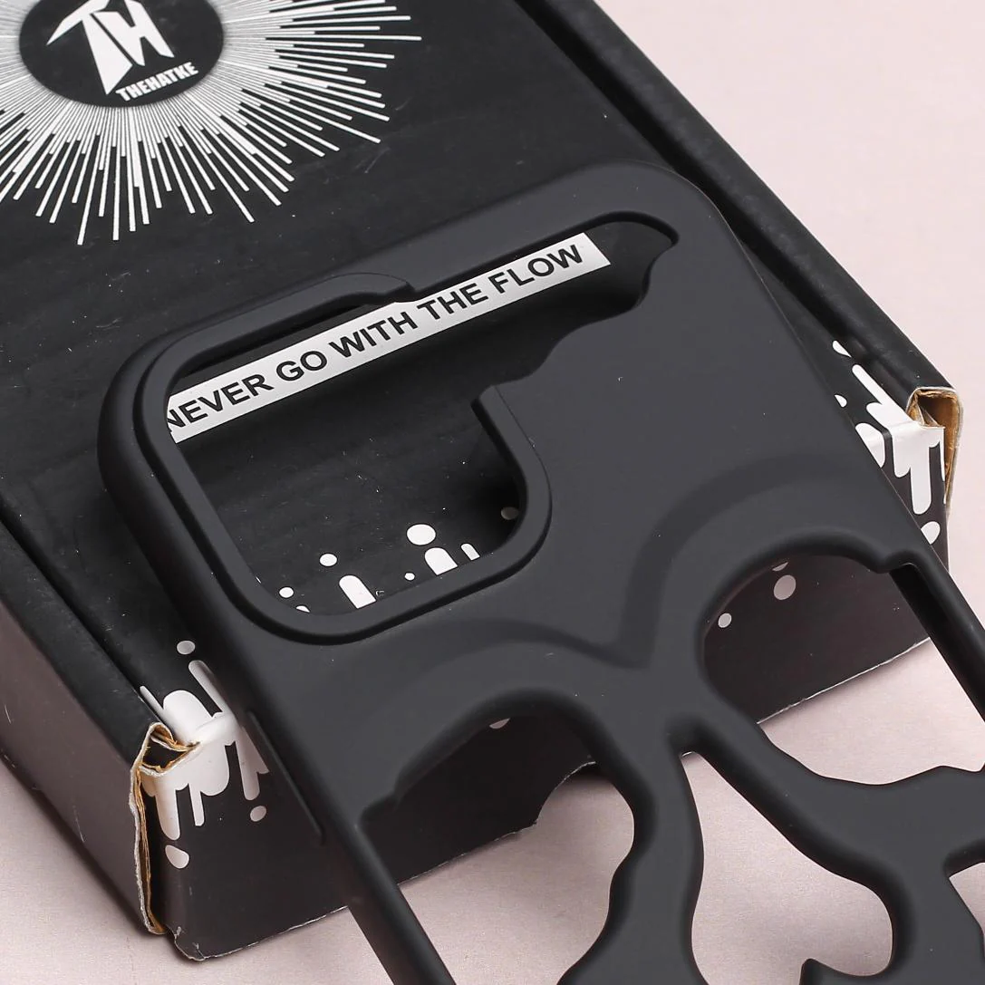 Black Hollow Skull Design Silicone case for Apple iphone 16 Pro - Image 4