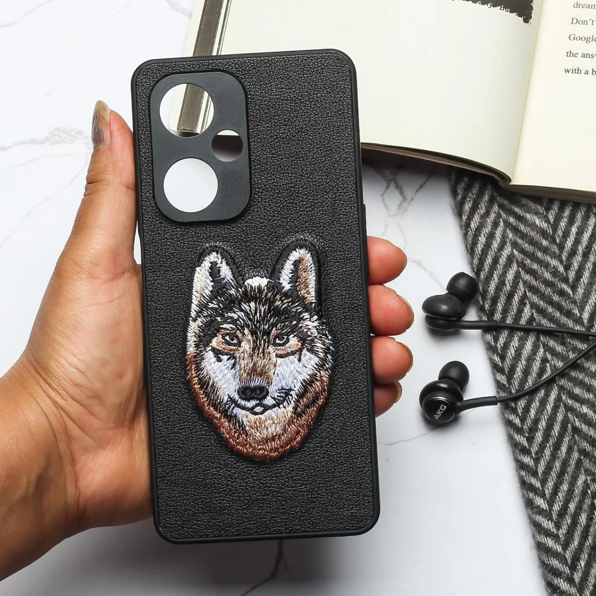 Black Leather Brown Fox Camera Ornamented for Oneplus Nord CE 3 Lite
