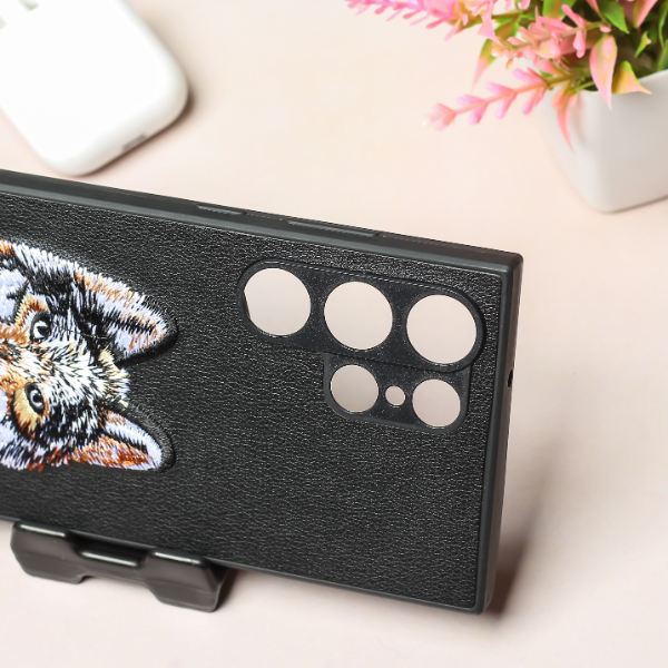 Black Leather Brown Fox Camera Ornamented for Samsung S23 Ultra - Image 2
