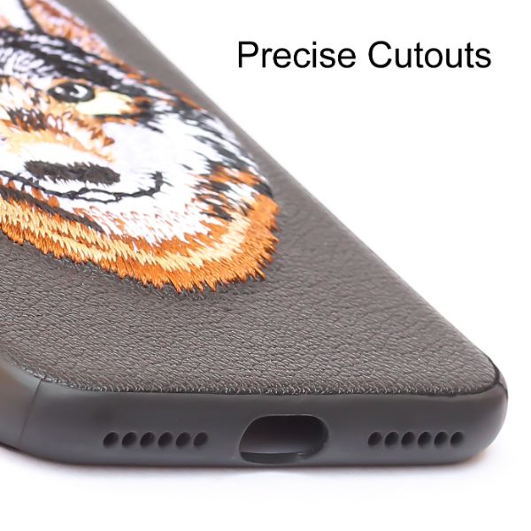 Black Leather Brown Fox Ornamented for Apple iPhone 7 - Image 6
