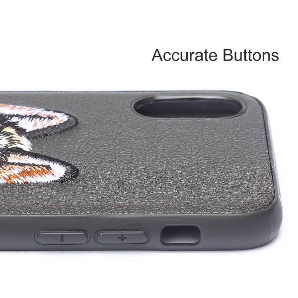 Black Leather Brown Fox Ornamented for Apple iPhone Xs Max - Image 5