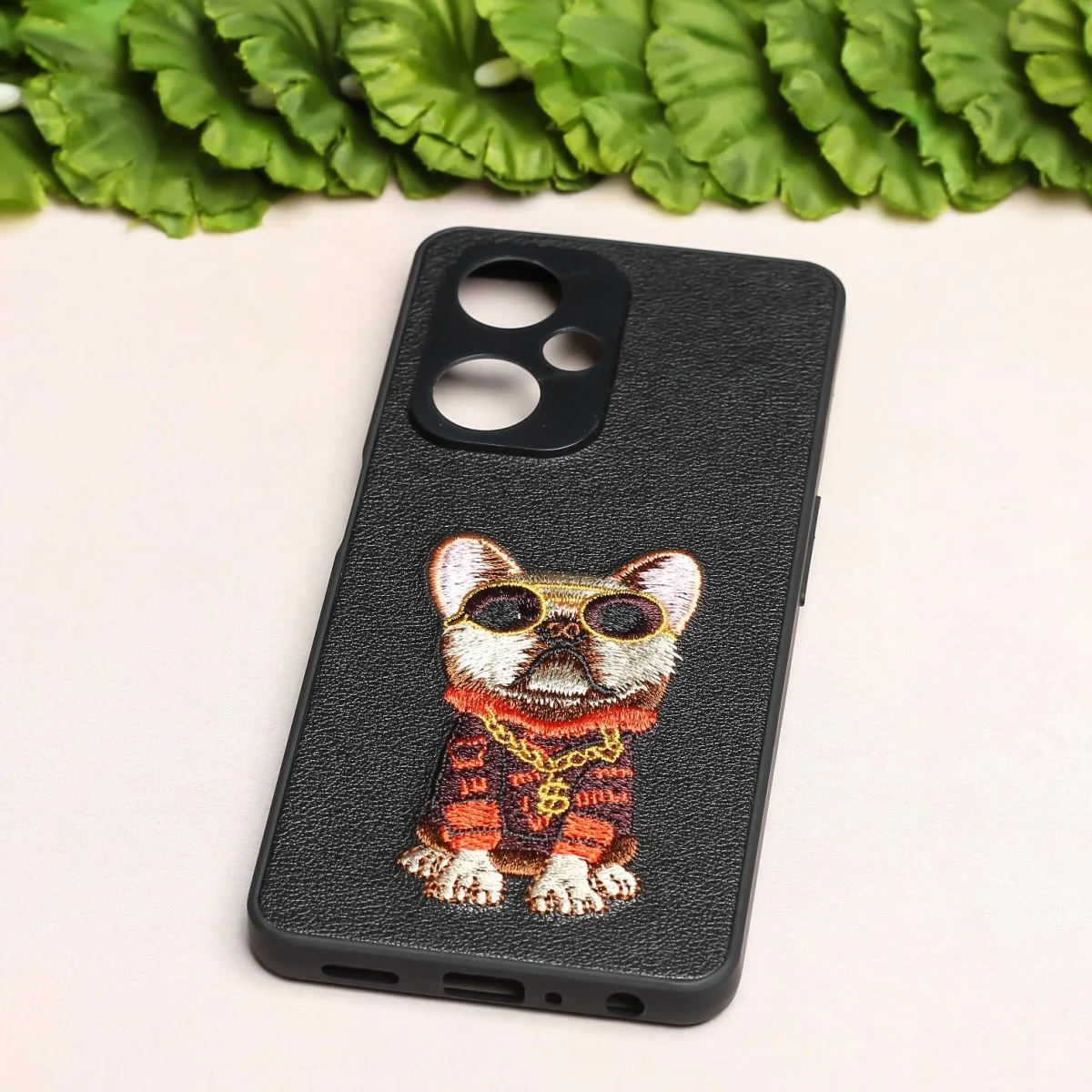 Black Leather Bulldog Camera Ornamented for Oneplus Nord CE 3 Lite - Image 2