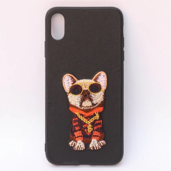 Black Leather Bulldog Ornamented for Apple Iphone X/xs - Image 2