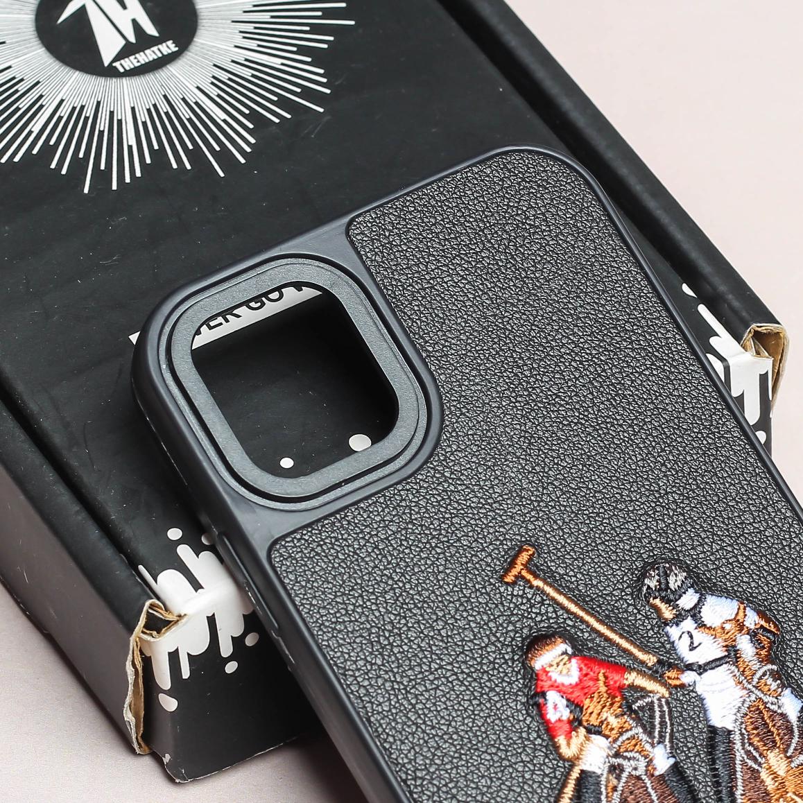 Black Leather Dual Horse rider Ornamented for Apple iPhone 11 - Image 4
