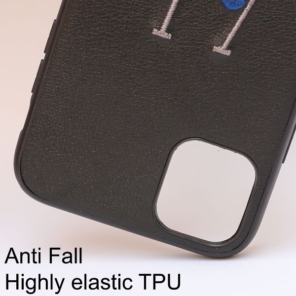 Black Leather Dual Horse rider Ornamented for Apple iPhone 11 Pro Max - Image 3