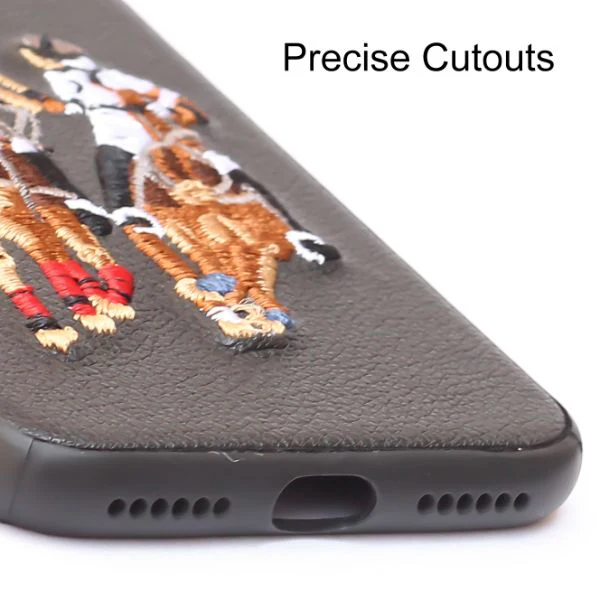 Black Leather Dual Horse rider Ornamented for Apple iPhone 7 - Image 6