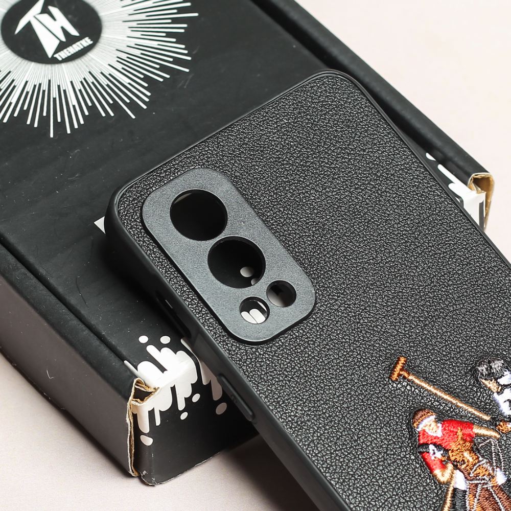Black Leather Dual Horse rider Ornamented for Oneplus Nord 2 - Image 4