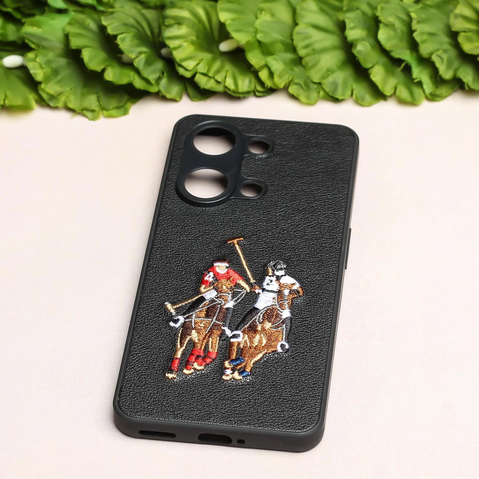 Black Leather Dual Horse rider Ornamented for Oneplus Nord 3 - Image 2