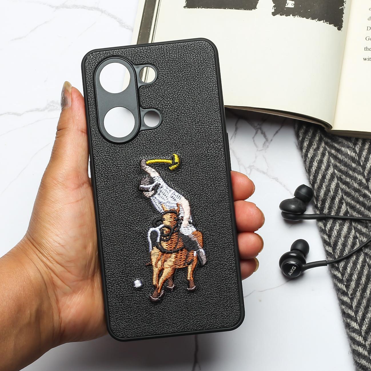Black Leather Horse Rider Ornamented for Oneplus Nord 3