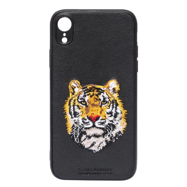 Black Leather Yellow Lion Ornamented for Apple iPhone XR - Image 2